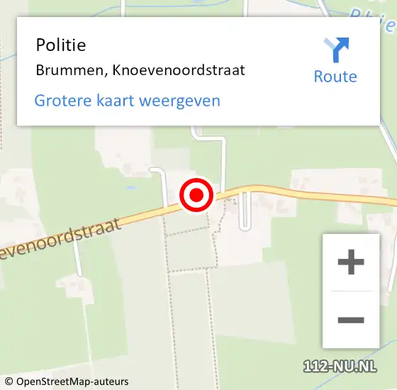Locatie op kaart van de 112 melding: Politie Brummen, Knoevenoordstraat op 25 maart 2024 17:26