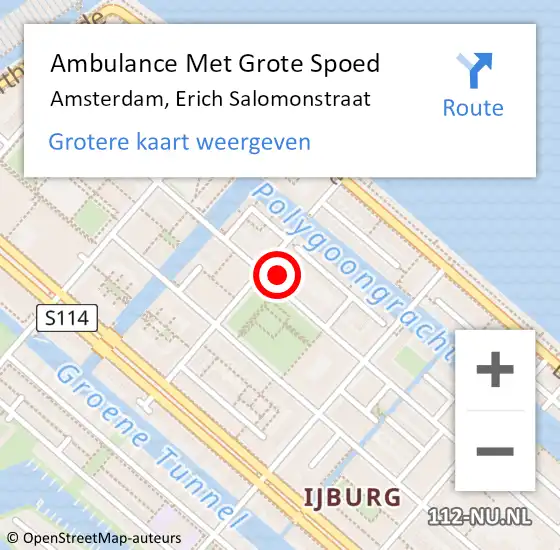 Locatie op kaart van de 112 melding: Ambulance Met Grote Spoed Naar Amsterdam, Erich Salomonstraat op 25 maart 2024 17:41