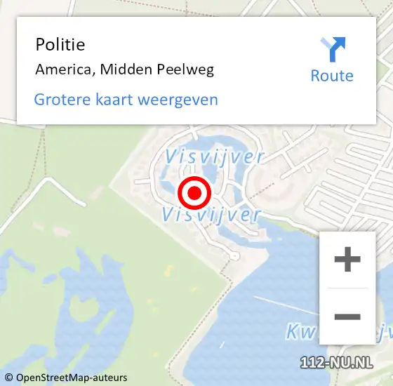 Locatie op kaart van de 112 melding: Politie America, Midden Peelweg op 25 maart 2024 17:53