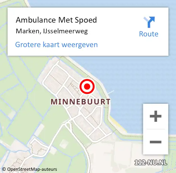 Locatie op kaart van de 112 melding: Ambulance Met Spoed Naar Marken, IJsselmeerweg op 25 maart 2024 17:58