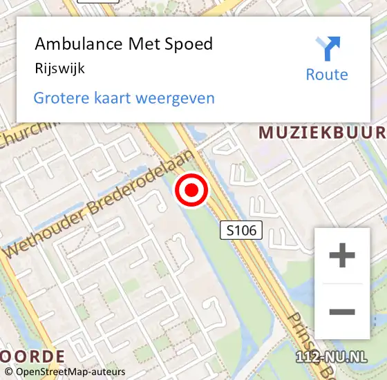 Locatie op kaart van de 112 melding: Ambulance Met Spoed Naar Rijswijk op 25 maart 2024 18:00