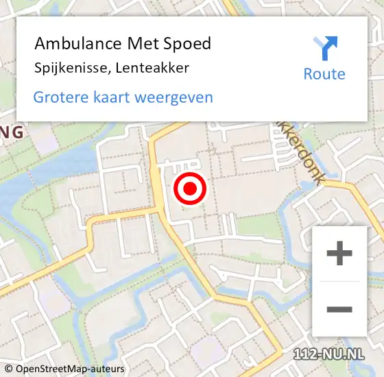 Locatie op kaart van de 112 melding: Ambulance Met Spoed Naar Spijkenisse, Lenteakker op 25 maart 2024 18:10