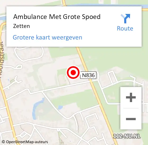 Locatie op kaart van de 112 melding: Ambulance Met Grote Spoed Naar Zetten op 25 maart 2024 18:15