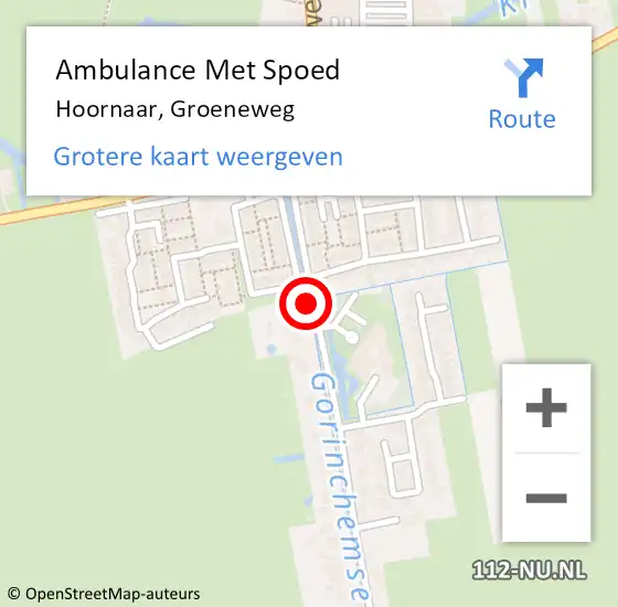 Locatie op kaart van de 112 melding: Ambulance Met Spoed Naar Hoornaar, Groeneweg op 25 maart 2024 18:19