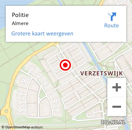 Locatie op kaart van de 112 melding: Politie Almere op 25 maart 2024 18:39