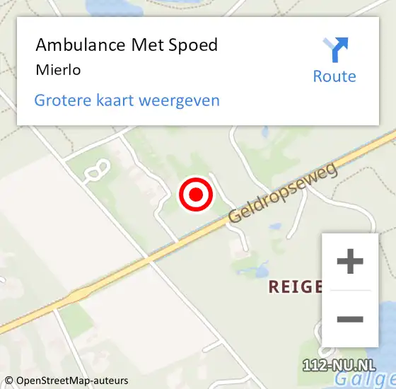 Locatie op kaart van de 112 melding: Ambulance Met Spoed Naar Mierlo op 25 maart 2024 18:47