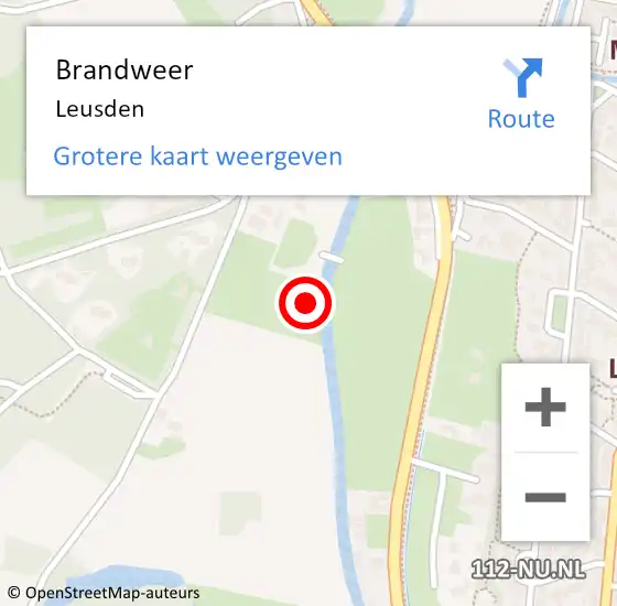 Locatie op kaart van de 112 melding: Brandweer Leusden op 25 maart 2024 18:49