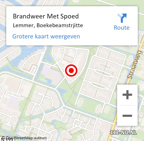 Locatie op kaart van de 112 melding: Brandweer Met Spoed Naar Lemmer, Boekebeamstrjitte op 25 maart 2024 18:50