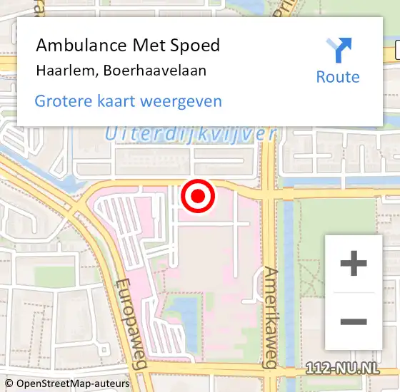 Locatie op kaart van de 112 melding: Ambulance Met Spoed Naar Haarlem, Boerhaavelaan op 25 maart 2024 19:01