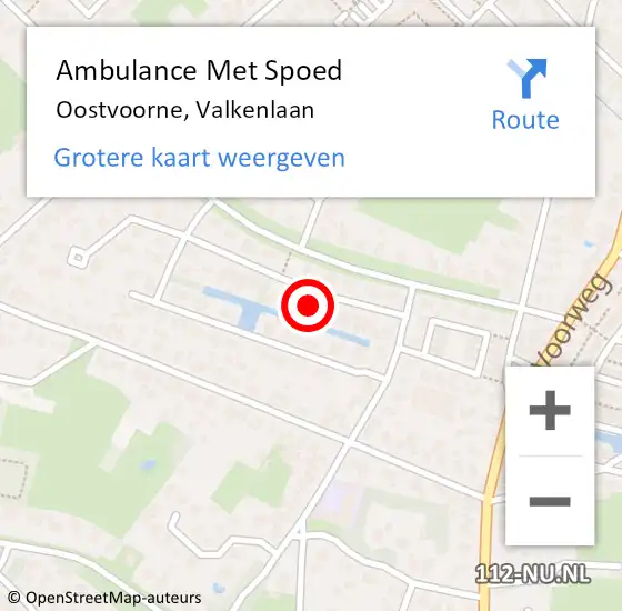 Locatie op kaart van de 112 melding: Ambulance Met Spoed Naar Oostvoorne, Valkenlaan op 25 maart 2024 19:11