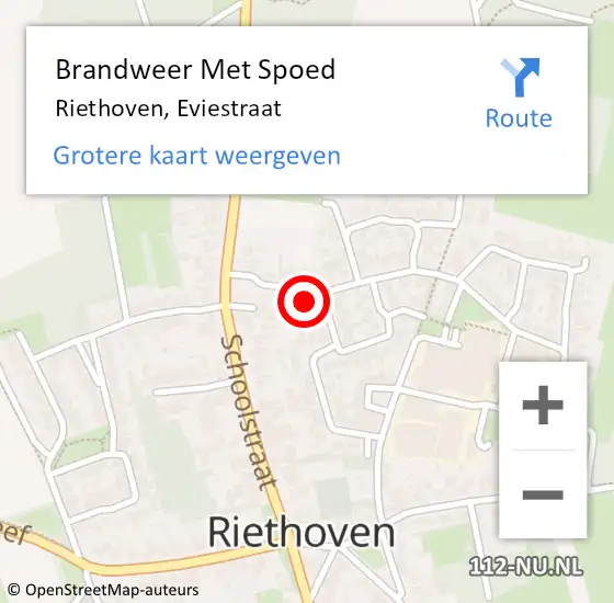 Locatie op kaart van de 112 melding: Brandweer Met Spoed Naar Riethoven, Eviestraat op 25 maart 2024 19:30