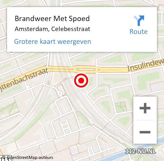 Locatie op kaart van de 112 melding: Brandweer Met Spoed Naar Amsterdam, Celebesstraat op 25 maart 2024 19:30