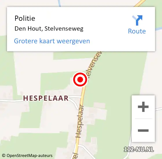 Locatie op kaart van de 112 melding: Politie Den Hout, Stelvenseweg op 25 maart 2024 19:56