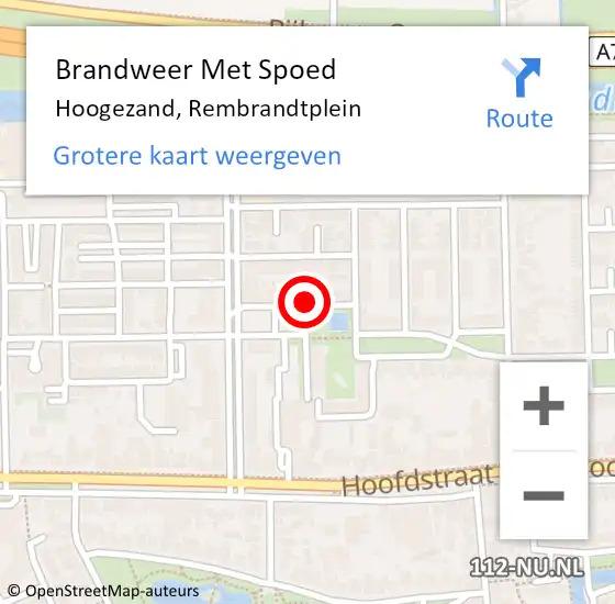 Locatie op kaart van de 112 melding: Brandweer Met Spoed Naar Hoogezand, Rembrandtplein op 25 maart 2024 19:57