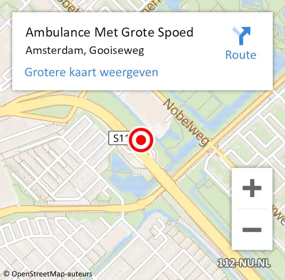 Locatie op kaart van de 112 melding: Ambulance Met Grote Spoed Naar Amsterdam, Gooiseweg op 25 maart 2024 20:00
