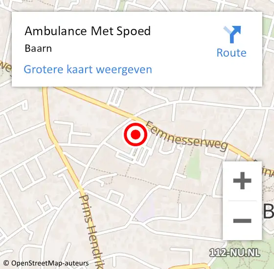 Locatie op kaart van de 112 melding: Ambulance Met Spoed Naar Baarn op 25 maart 2024 20:07