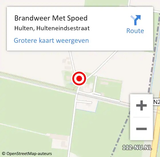Locatie op kaart van de 112 melding: Brandweer Met Spoed Naar Hulten, Hulteneindsestraat op 25 maart 2024 20:11