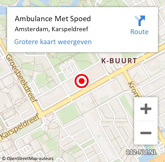 Locatie op kaart van de 112 melding: Ambulance Met Spoed Naar Amsterdam, Karspeldreef op 25 maart 2024 20:25