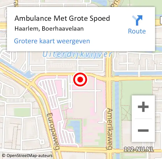 Locatie op kaart van de 112 melding: Ambulance Met Grote Spoed Naar Haarlem, Boerhaavelaan op 25 maart 2024 20:27
