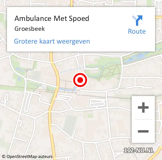 Locatie op kaart van de 112 melding: Ambulance Met Spoed Naar Groesbeek op 25 maart 2024 20:33
