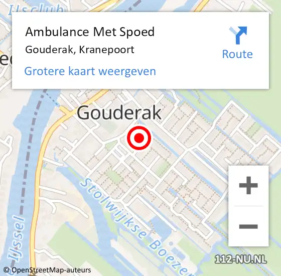 Locatie op kaart van de 112 melding: Ambulance Met Spoed Naar Gouderak, Kranepoort op 25 maart 2024 20:35