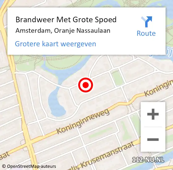 Locatie op kaart van de 112 melding: Brandweer Met Grote Spoed Naar Amsterdam, Oranje Nassaulaan op 25 maart 2024 20:46