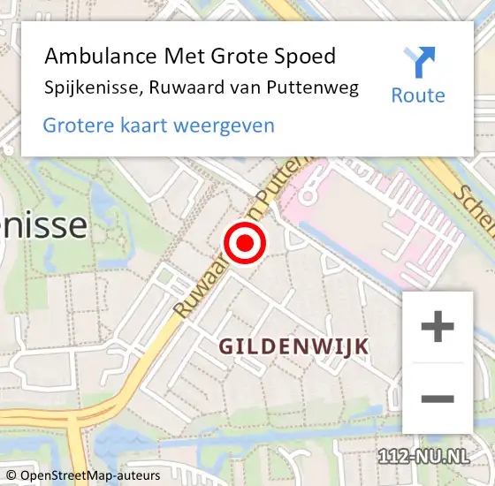 Locatie op kaart van de 112 melding: Ambulance Met Grote Spoed Naar Spijkenisse, Ruwaard van Puttenweg op 25 maart 2024 20:47
