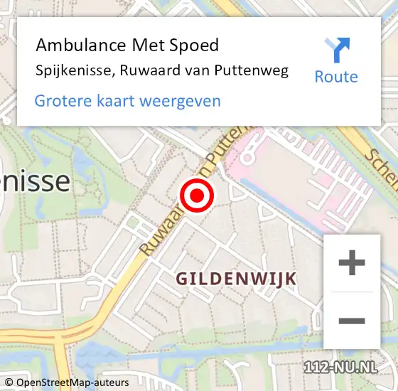 Locatie op kaart van de 112 melding: Ambulance Met Spoed Naar Spijkenisse, Ruwaard van Puttenweg op 25 maart 2024 20:48