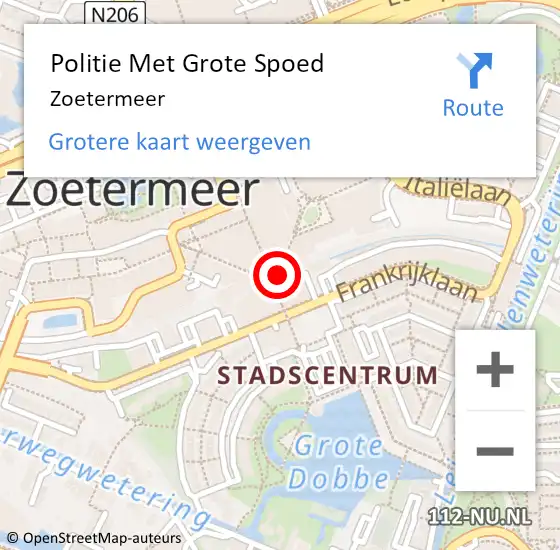 Locatie op kaart van de 112 melding: Politie Met Grote Spoed Naar Zoetermeer op 25 maart 2024 21:06