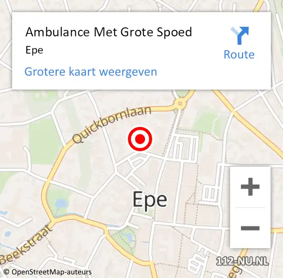 Locatie op kaart van de 112 melding: Ambulance Met Grote Spoed Naar Epe op 25 maart 2024 21:27