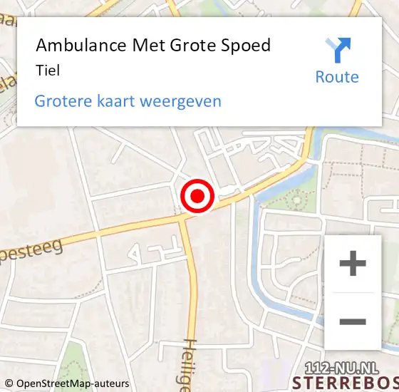Locatie op kaart van de 112 melding: Ambulance Met Grote Spoed Naar Tiel op 25 maart 2024 21:48