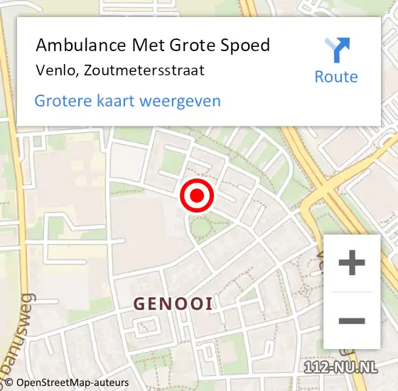 Locatie op kaart van de 112 melding: Ambulance Met Grote Spoed Naar Venlo, Zoutmetersstraat op 25 maart 2024 22:00
