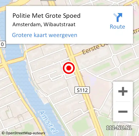 Locatie op kaart van de 112 melding: Politie Met Grote Spoed Naar Amsterdam, Wibautstraat op 25 maart 2024 22:17