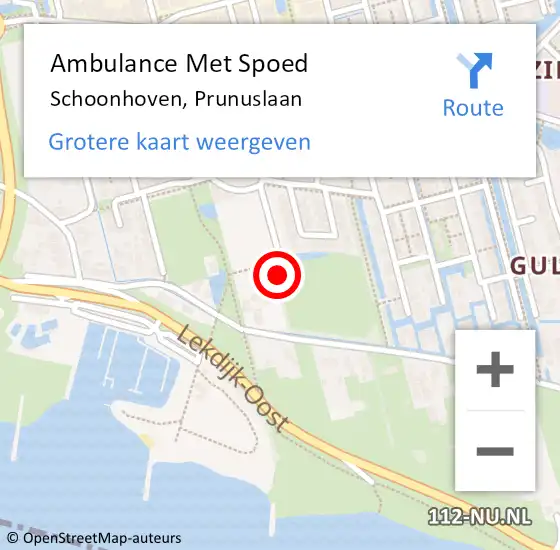Locatie op kaart van de 112 melding: Ambulance Met Spoed Naar Schoonhoven, Prunuslaan op 25 maart 2024 22:42