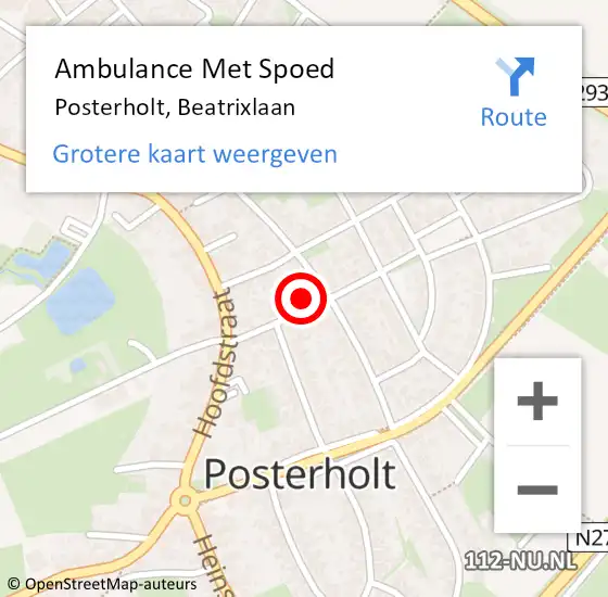 Locatie op kaart van de 112 melding: Ambulance Met Spoed Naar Posterholt, Beatrixlaan op 25 maart 2024 22:58