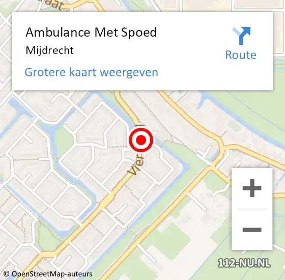 Locatie op kaart van de 112 melding: Ambulance Met Spoed Naar Mijdrecht op 25 maart 2024 23:04