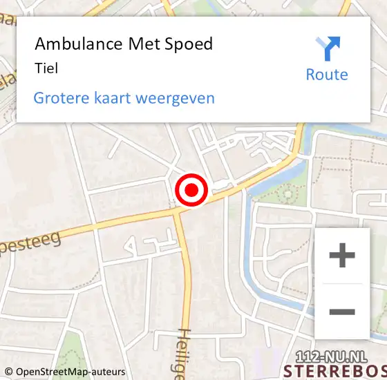 Locatie op kaart van de 112 melding: Ambulance Met Spoed Naar Tiel op 25 maart 2024 23:06