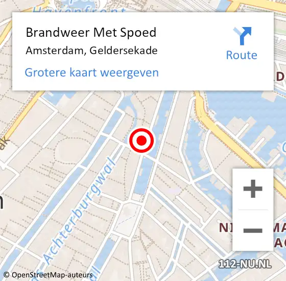 Locatie op kaart van de 112 melding: Brandweer Met Spoed Naar Amsterdam, Geldersekade op 25 maart 2024 23:52