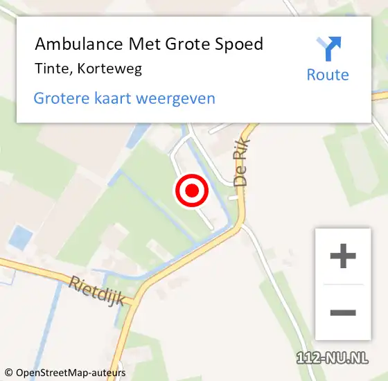Locatie op kaart van de 112 melding: Ambulance Met Grote Spoed Naar Tinte, Korteweg op 26 maart 2024 00:06