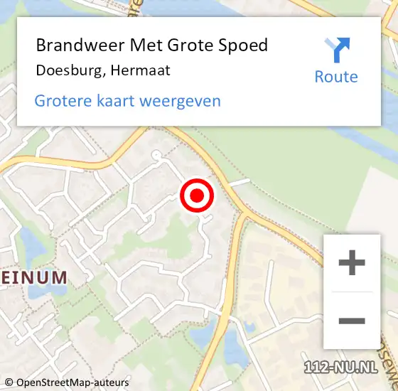 Locatie op kaart van de 112 melding: Brandweer Met Grote Spoed Naar Doesburg, Hermaat op 26 maart 2024 00:21
