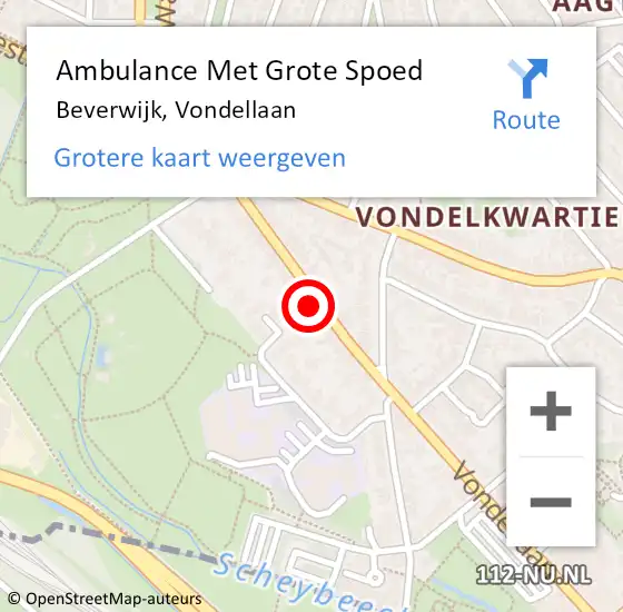 Locatie op kaart van de 112 melding: Ambulance Met Grote Spoed Naar Beverwijk, Vondellaan op 26 maart 2024 00:45