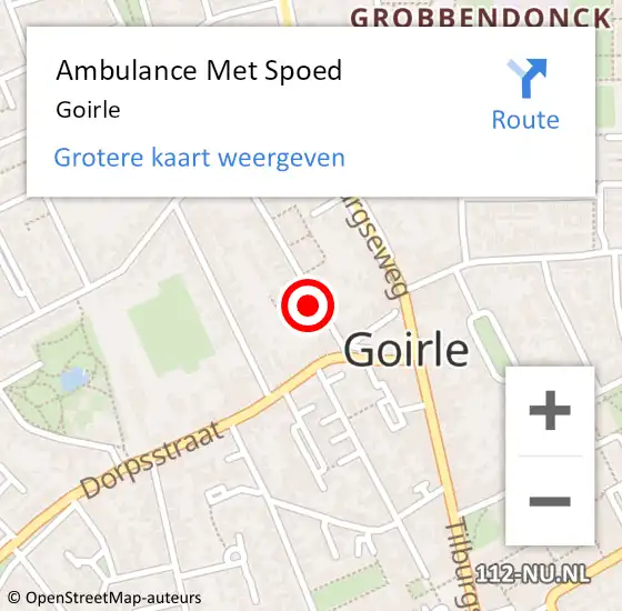 Locatie op kaart van de 112 melding: Ambulance Met Spoed Naar Goirle op 26 maart 2024 02:21