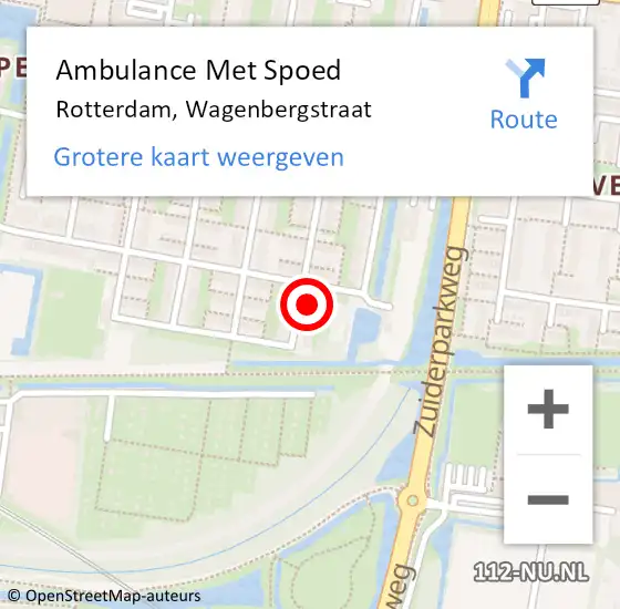 Locatie op kaart van de 112 melding: Ambulance Met Spoed Naar Rotterdam, Wagenbergstraat op 26 maart 2024 03:27