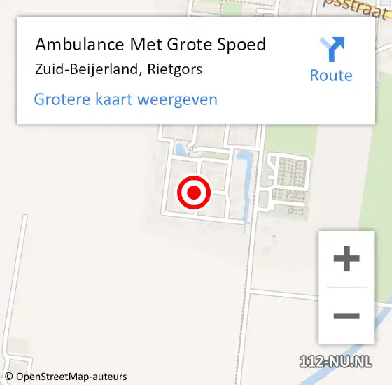 Locatie op kaart van de 112 melding: Ambulance Met Grote Spoed Naar Zuid-Beijerland, Rietgors op 26 maart 2024 03:45