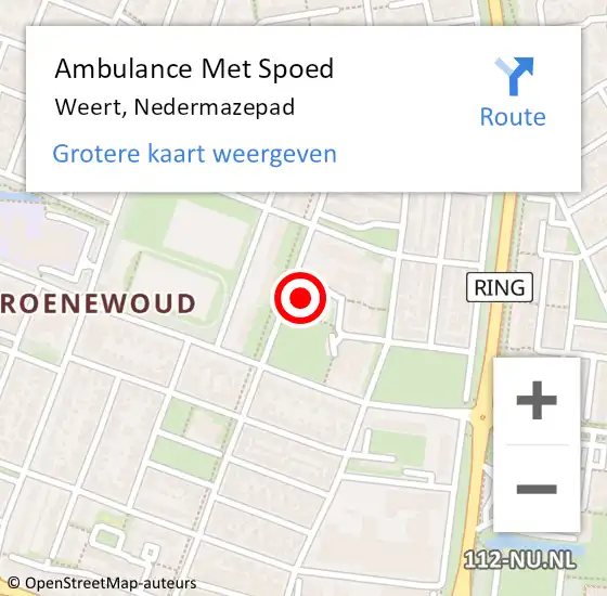 Locatie op kaart van de 112 melding: Ambulance Met Spoed Naar Weert, Nedermazepad op 26 maart 2024 06:34