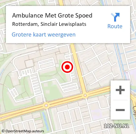 Locatie op kaart van de 112 melding: Ambulance Met Grote Spoed Naar Rotterdam, Sinclair Lewisplaats op 26 maart 2024 06:46