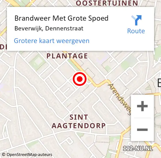 Locatie op kaart van de 112 melding: Brandweer Met Grote Spoed Naar Beverwijk, Dennenstraat op 26 maart 2024 07:02
