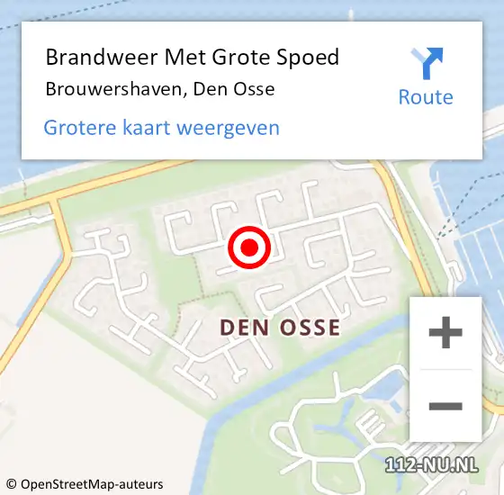 Locatie op kaart van de 112 melding: Brandweer Met Grote Spoed Naar Brouwershaven, Den Osse op 26 maart 2024 07:18