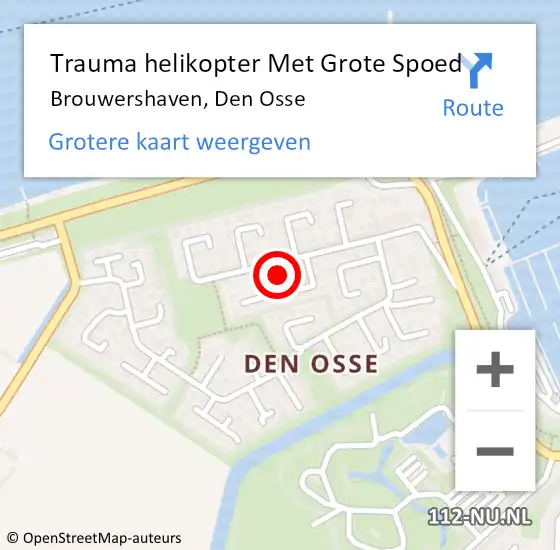Locatie op kaart van de 112 melding: Trauma helikopter Met Grote Spoed Naar Brouwershaven, Den Osse op 26 maart 2024 07:23
