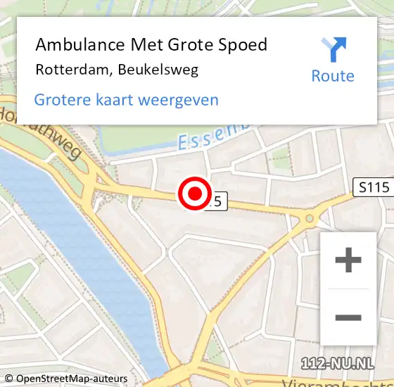 Locatie op kaart van de 112 melding: Ambulance Met Grote Spoed Naar Rotterdam, Beukelsweg op 26 maart 2024 07:29